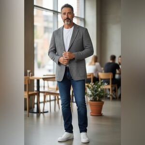 CHAPS Ralph Lauren 100% Wool Herringbone Sport Coat Blazer Men L Gray